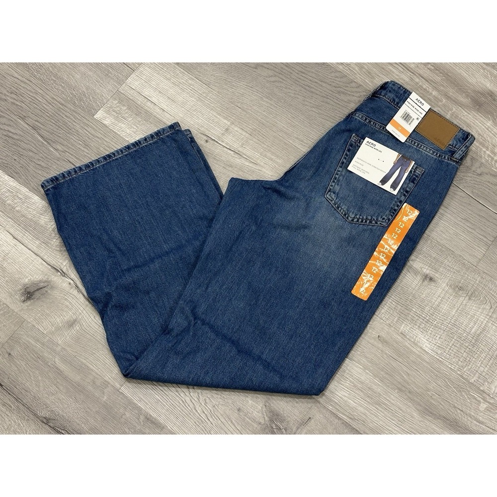 NWT Aeropostale Vintage Inspired High Rise Wide Leg Jeans Size 12‎ Dark Wash